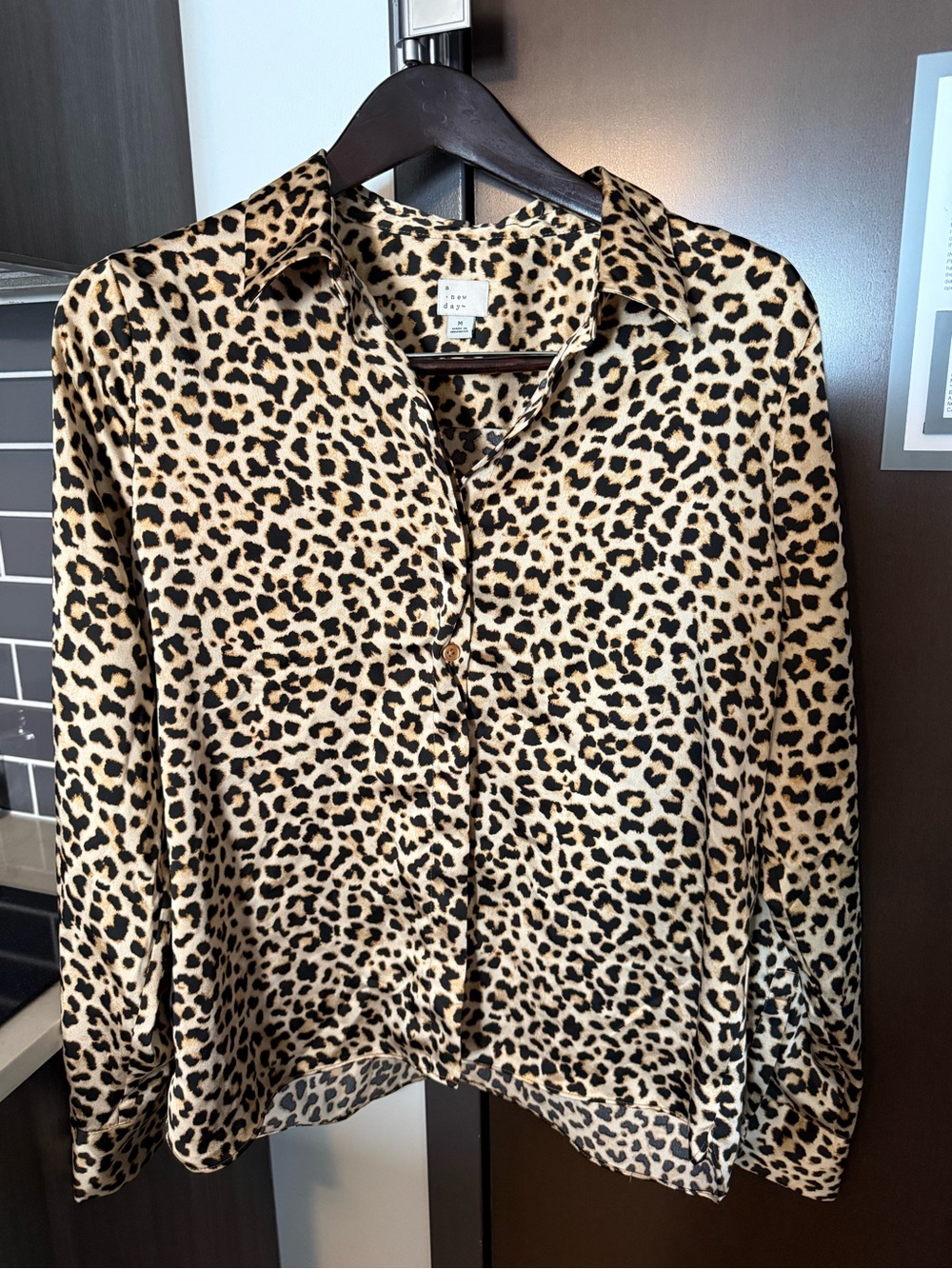 a new day Leopard Print Button-Down Shirt - Beige and Black